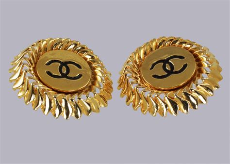 vintage chanel gold earrings clip|chanel inspired clip on earrings.